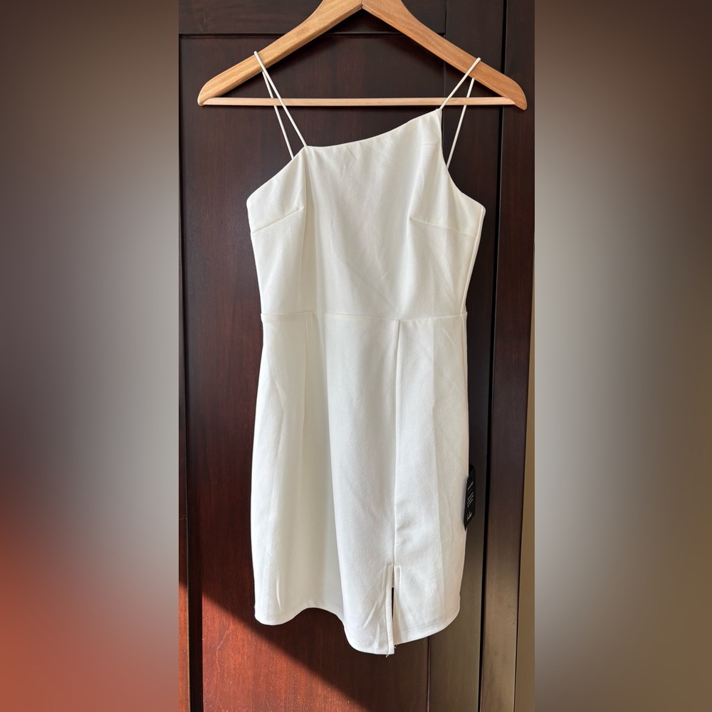 Lulu's White Dress with Asymmetric Neckline